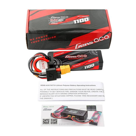 Batterie Lipo Gens ace G-Tech 1100mAh 11.1V 3S1P 60C GRP-76 Hardcase avec connecteur XT60 - Ypsilon Computers