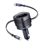 Chargeur de voiture Baseus Enjoyment Max avec câbles USB-C+USB-C 60W Noir