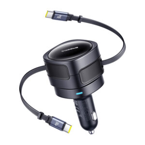 Chargeur de voiture Baseus Enjoyment Max avec câbles USB-C+USB-C 60W Noir