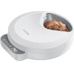 Rojeco F26 Distributeur de Nourriture pour Chats 4 Repas Version Bouton avec 2 Packs de Glace (blanc)