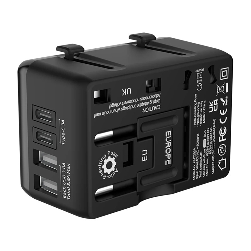 Blitzwolf BW-TA1 Adaptateur de Voyage 4-en-1 2xUSB + C + PD 20W - Ypsilon Computers