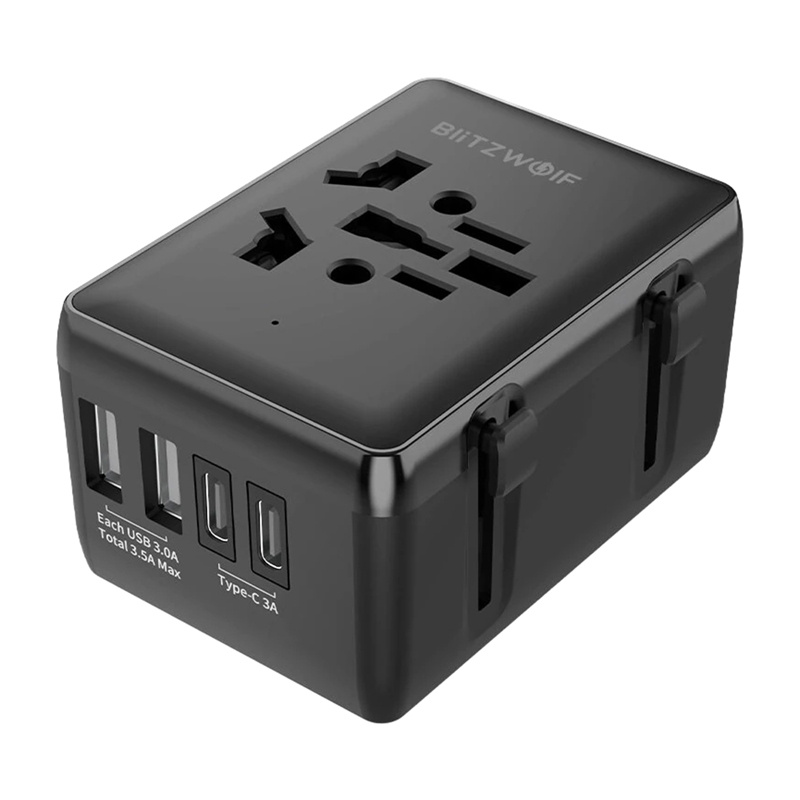 Blitzwolf BW-TA1 Adaptateur de Voyage 4-en-1 2xUSB + C + PD 20W - Ypsilon Computers