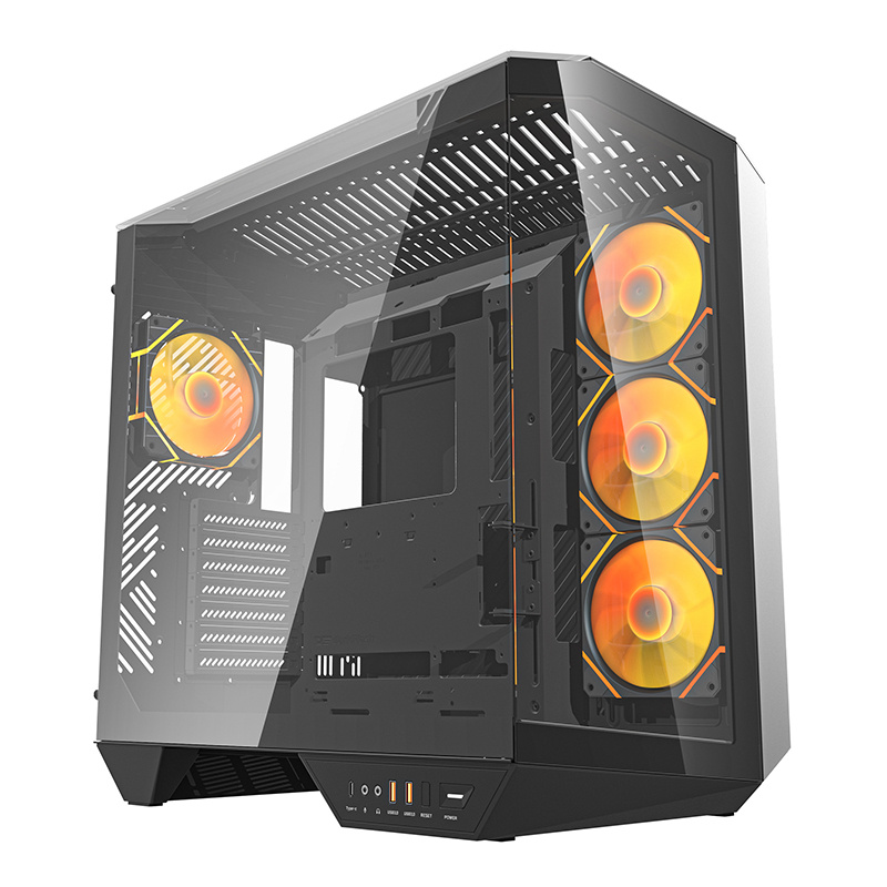 Boîtier d'ordinateur Darkflash DY470 (noir) + 4 ventilateurs + support GPU - Ypsilon Computers