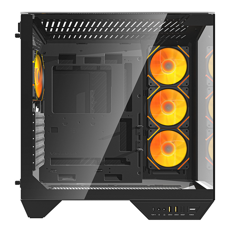 Boîtier d'ordinateur Darkflash DY470 (noir) + 4 ventilateurs + support GPU - Ypsilon Computers