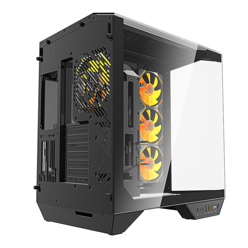 Boîtier d'ordinateur Darkflash DY470 (noir) + 4 ventilateurs + support GPU - Ypsilon Computers