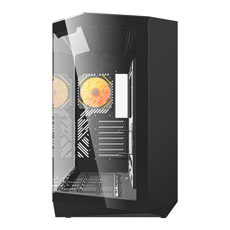 Boîtier d'ordinateur Darkflash DY470 (noir) + 4 ventilateurs + support GPU - Ypsilon Computers
