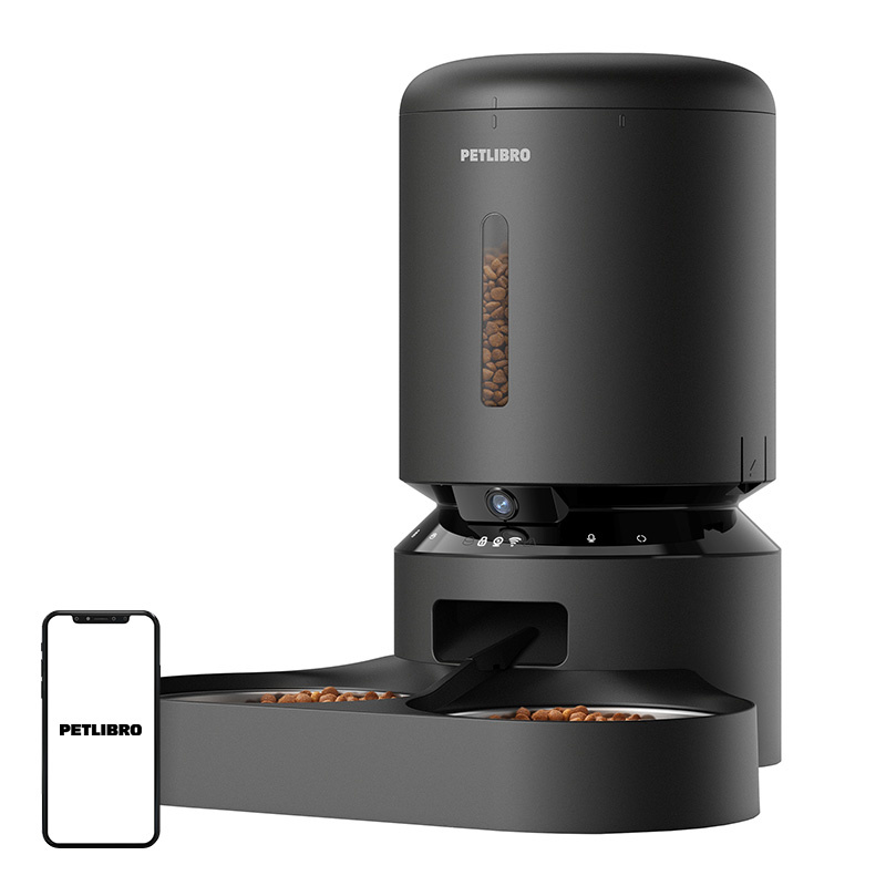Distributeur de nourriture Petlibro Granary avec caméra et double bol, 5L (noir) - Ypsilon Computers