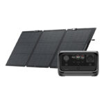 Ensemble : station d&rsquo;énergie EcoFlow River 3 Plus + panneau photovoltaïque 160W.