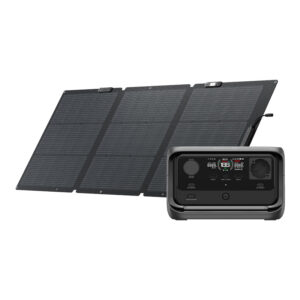 Ensemble : station d'énergie EcoFlow River 3 Plus + panneau photovoltaïque 160W.