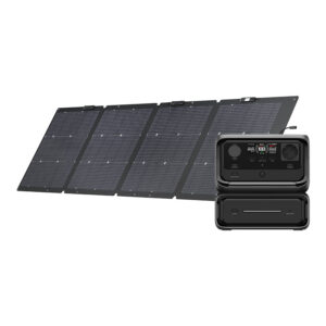 Ensemble : station d'alimentation EcoFlow River 3 Max + panneau photovoltaïque 220W.