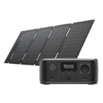 Ensemble : Station d&rsquo;alimentation EcoFlow RIVER 3 UPS + Panneau photovoltaïque de 45W.