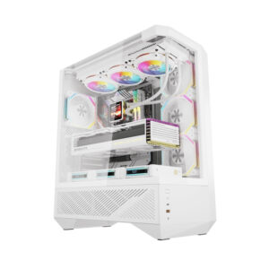 Boîtier d'ordinateur Darkflash DY460 (Blanc) + 4 ventilateurs ARGB