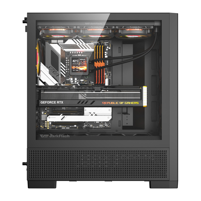 Boîtier d'ordinateur DarkFlash AIRNOVA (noir) + 3 ventilateurs - Ypsilon Computers