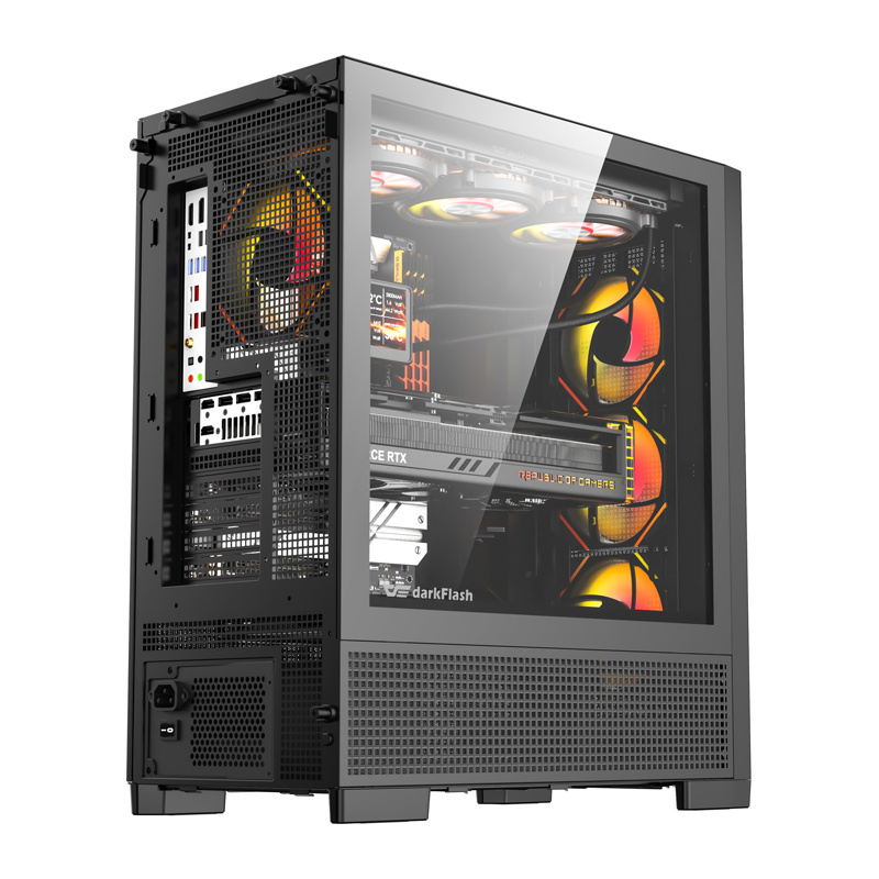 Boîtier d'ordinateur DarkFlash AIRNOVA (noir) + 3 ventilateurs - Ypsilon Computers