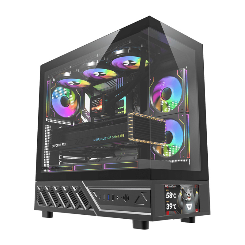 Boîtier DarkFlash DS950V avec écran (noir) + 6 ventilateurs - Ypsilon Computers