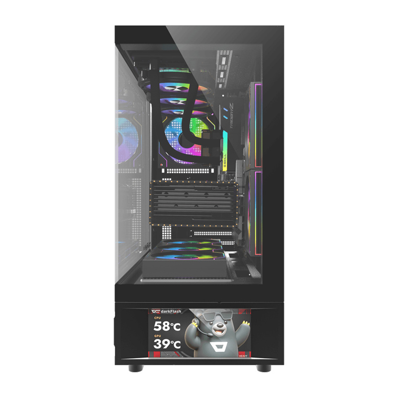 Boîtier DarkFlash DS950V avec écran (noir) + 6 ventilateurs - Ypsilon Computers