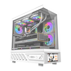 Boîtier d'ordinateur DarkFlash DS950V avec écran (blanc) + 6 ventilateurs