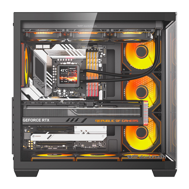Boîtier d'ordinateur DarkFlash C280 (noir) + 7 ventilateurs - Ypsilon Computers