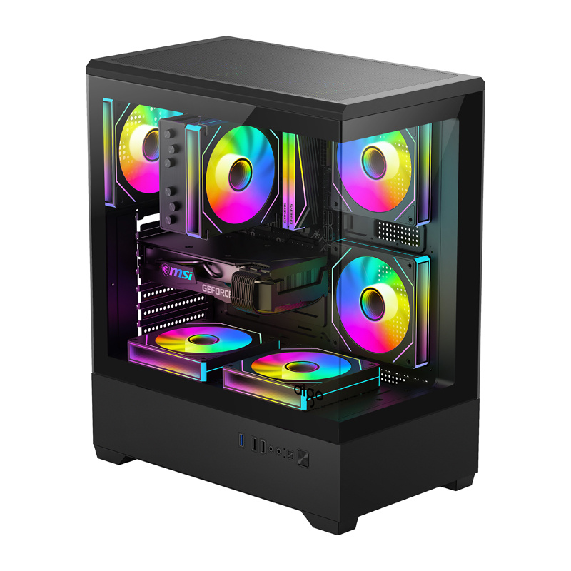 Boîtier d'ordinateur DarkFlash C365 (noir) + 5 ventilateurs - Ypsilon Computers