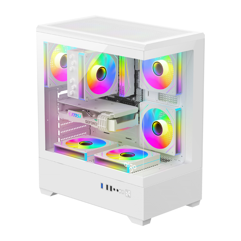 Boîtier d'ordinateur DarkFlash C365 (blanc) + 5 ventilateurs - Ypsilon Computers