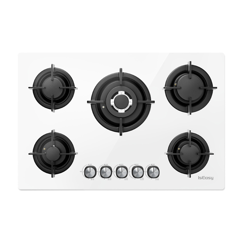 ISEASY MGBG-775 table de cuisson à gaz avec 5 foyers (blanc) - Ypsilon Computers