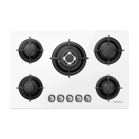 ISEASY MGBG-775 table de cuisson à gaz avec 5 foyers (blanc) - Ypsilon Computers