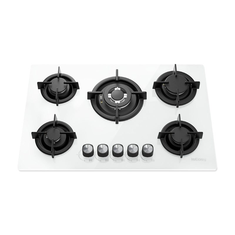 ISEASY MGBG-775 table de cuisson à gaz avec 5 foyers (blanc) - Ypsilon Computers
