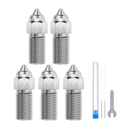 ELEGOO Neptune 4 / 4 Pro Ensemble de buses en acier trempé (0,4 mm x3, 0,6 mm x1, 0,8 mm x1) - Ypsilon Computers
