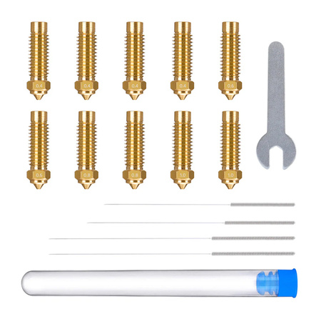 ELEGOO Neptune 4 Plus / 4 Max Ensemble de buses en laiton (0,4 mm x4, 0,6 mm x2, 0,8 mm x2, 1,0 mm x2) - Ypsilon Computers