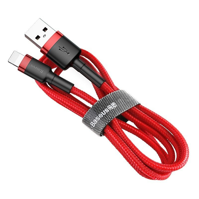 Câble USB Lightning Baseus Cafule 2.4A 1m (noir + rouge) - Ypsilon Computers