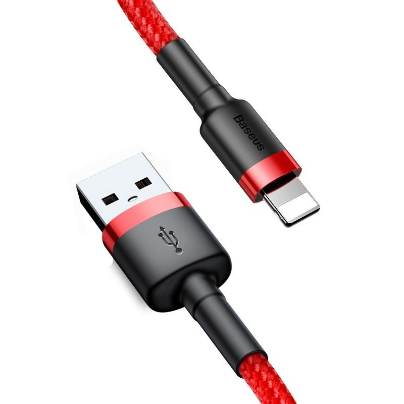 Câble USB Lightning Baseus Cafule 2.4A 1m (noir + rouge) - Ypsilon Computers