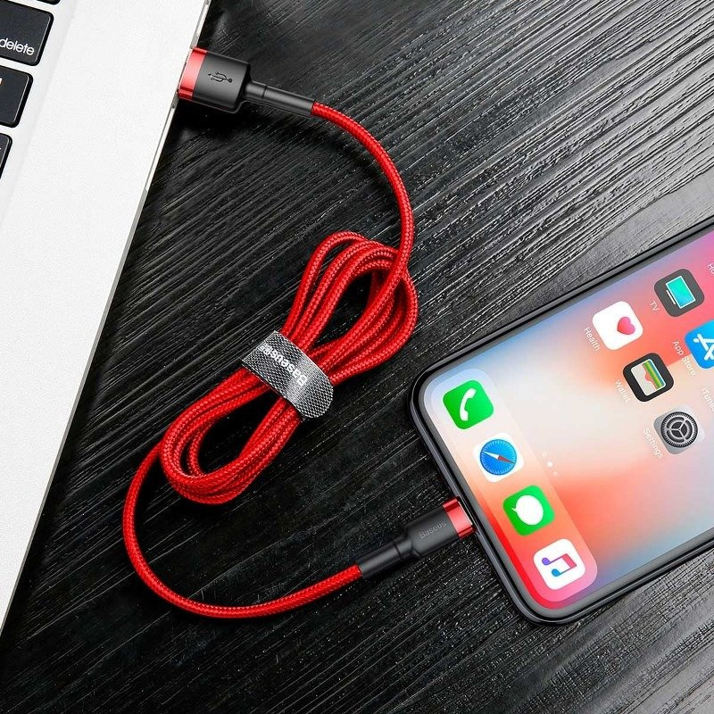 Câble USB Lightning Baseus Cafule 2.4A 1m (noir + rouge) - Ypsilon Computers