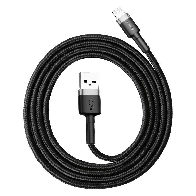 Câble USB Lightning Baseus Cafule 1,5A 2m (Gris+Noir) - Ypsilon Computers