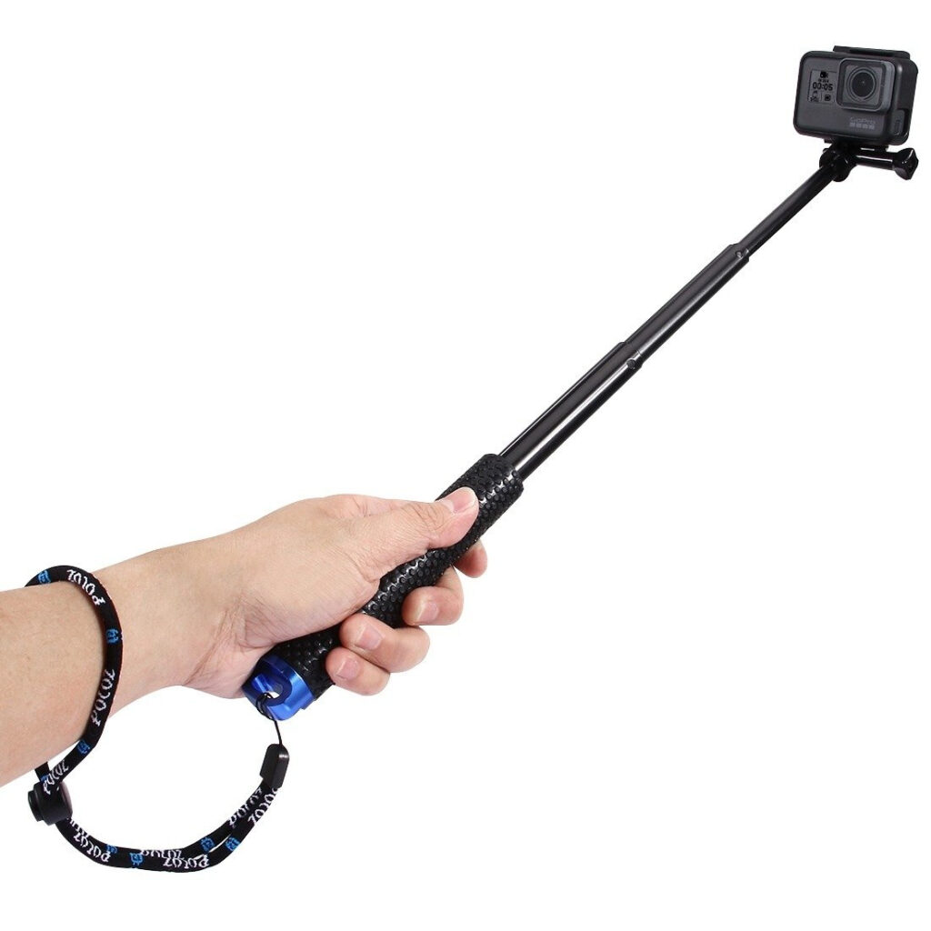 Bâton à selfie Puluz pour caméras sportives (DJI, GoPro, Insta360) (noir)