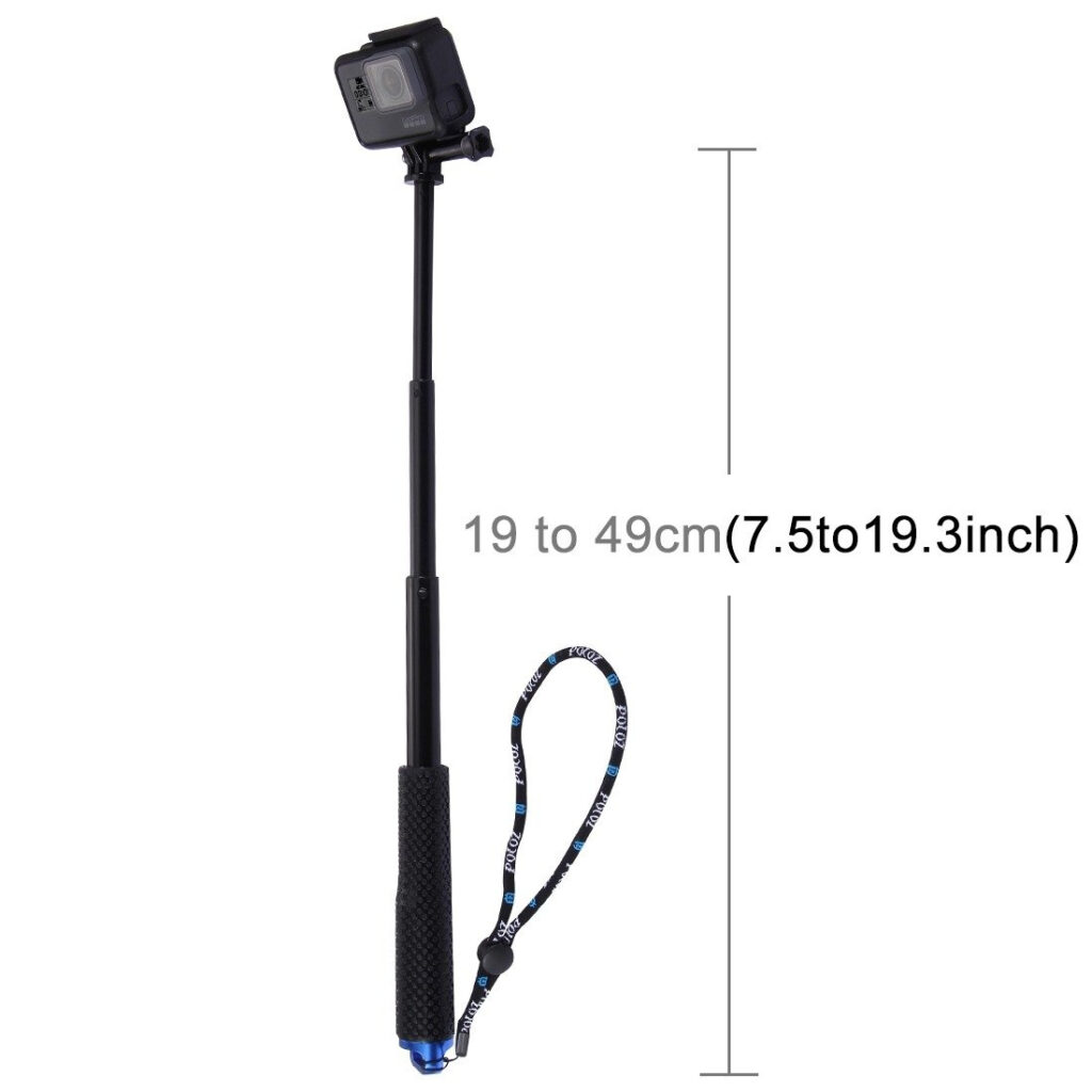 Bâton à selfie Puluz pour caméras sportives (DJI, GoPro, Insta360) (noir)