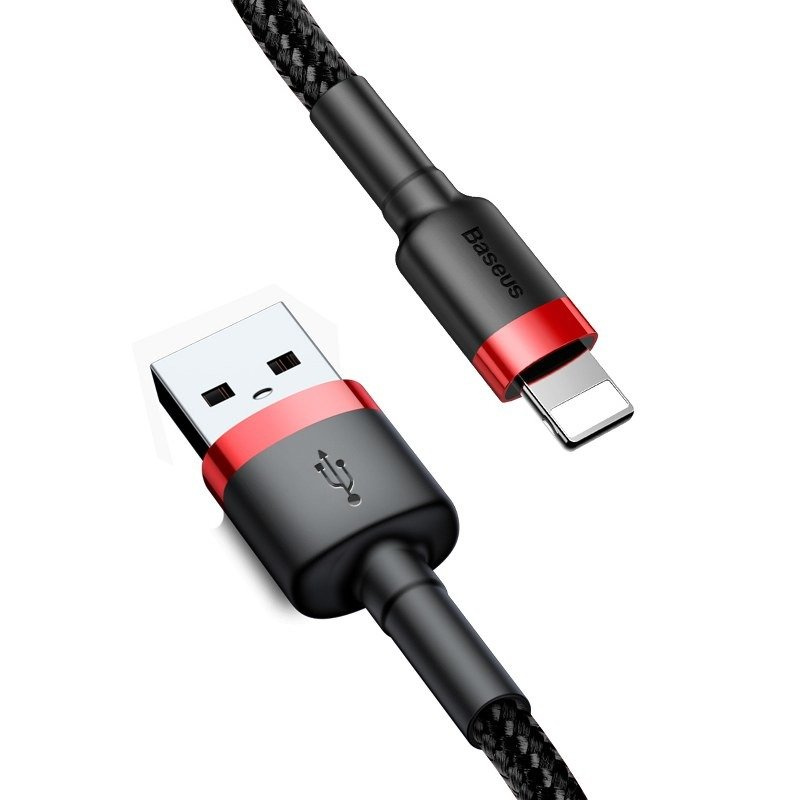 Câble USB Lightning Baseus Cafule 2.4A 1m (Rouge+Noir) - Ypsilon Computers