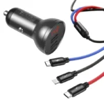 Chargeur de voiture Baseus avec affichage 24W + Câble USB 3en1 Baseus Trois Couleurs Primaires 1,2m