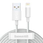 Baseus Simple Wisdom Kit de Câbles de Données USB vers Lightning 2.4A (2PCS/Set) 1.5m Blanc
