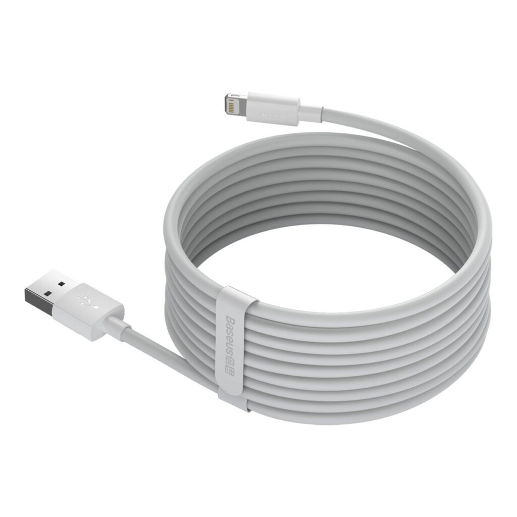Baseus Simple Wisdom Kit de Câbles de Données USB vers Lightning 2.4A (2PCS/Set) 1.5m Blanc
