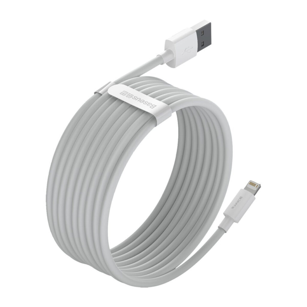 Baseus Simple Wisdom Kit de Câbles de Données USB vers Lightning 2.4A (2PCS/Set) 1.5m Blanc