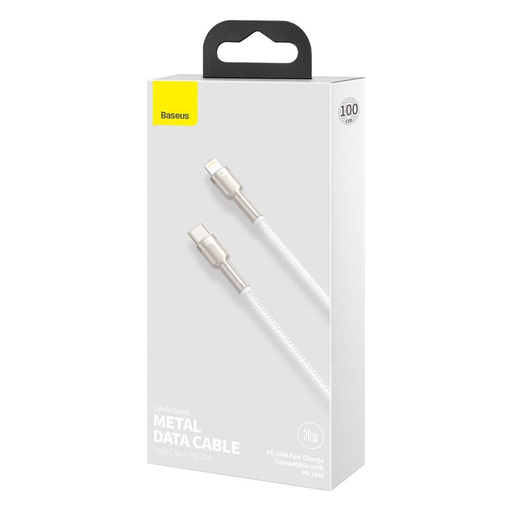 Câble USB-C pour Lightning Baseus Cafule, PD, 20W, 1m (blanc)