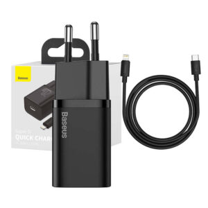 Chargeur rapide Baseus Super Si 1C 20W avec câble USB-C pour Lightning 1m (noir) - Ypsilon Computers
