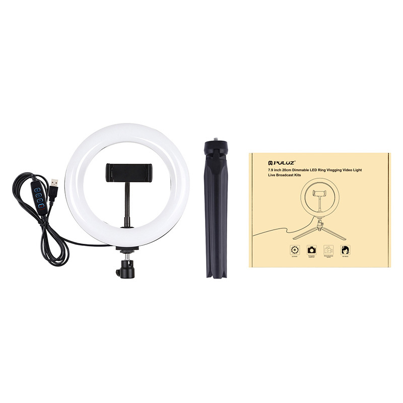 Support Trépied Puluz avec Anneau LED de 20cm Vlogging PKT3073B - Ypsilon Computers