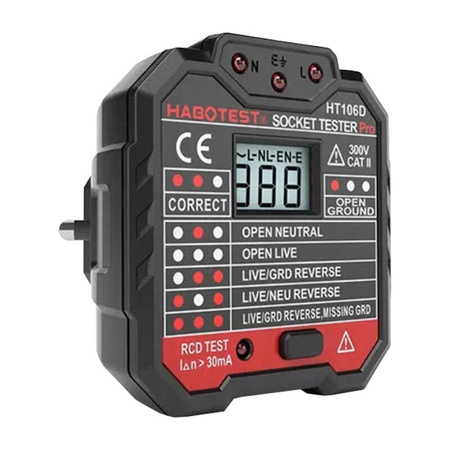 Testeur de prise avec affichage numérique Habotest HT106D - Ypsilon Computers