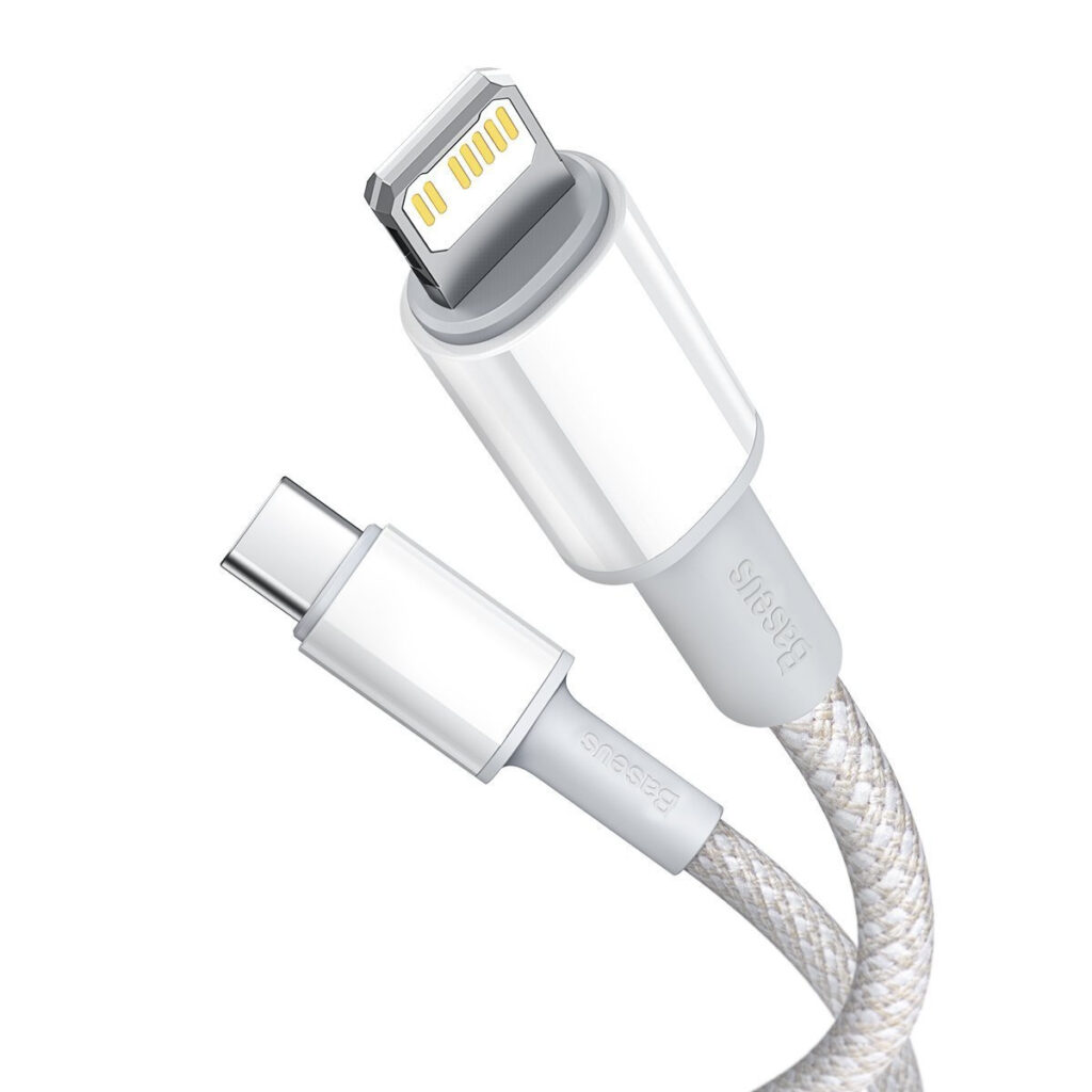 Câble Tressé Haute Densité Baseus USB-C vers Lightning, 20W, PD, 2m (blanc)