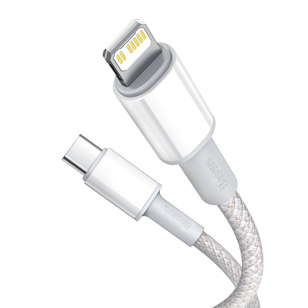 Câble Tressé Haute Densité Baseus USB-C vers Lightning, 20W, PD, 2m (blanc) - Ypsilon Computers