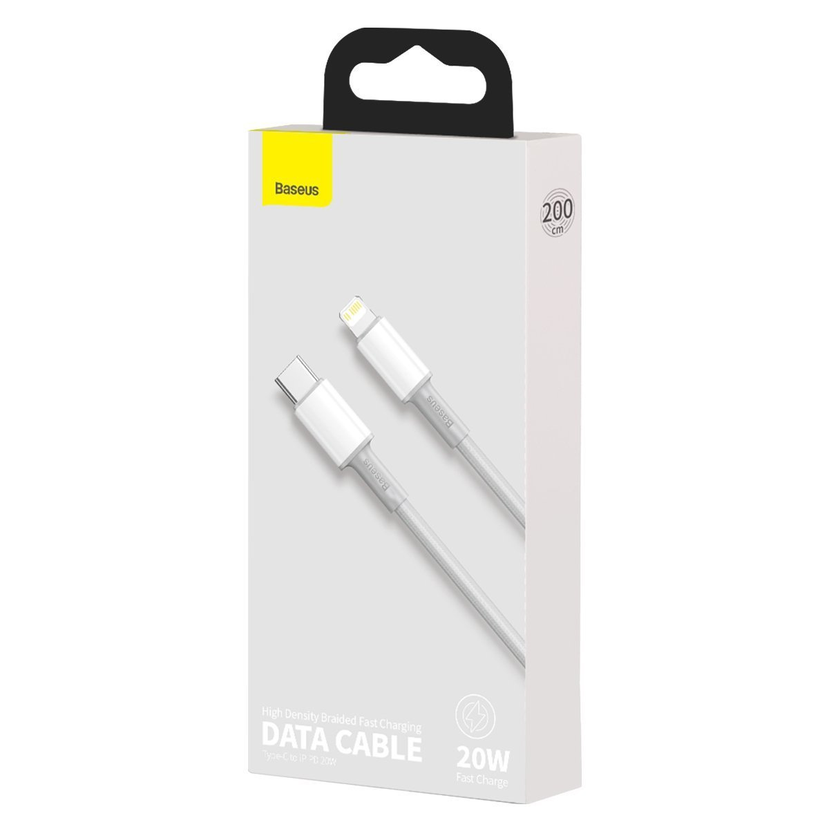 Câble Tressé Haute Densité Baseus USB-C vers Lightning, 20W, PD, 2m (blanc) - Ypsilon Computers