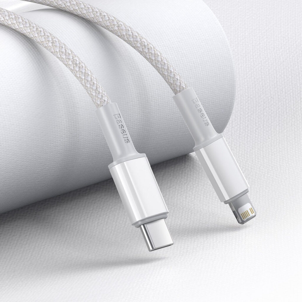Câble Tressé Haute Densité Baseus USB-C vers Lightning, 20W, PD, 2m (blanc)
