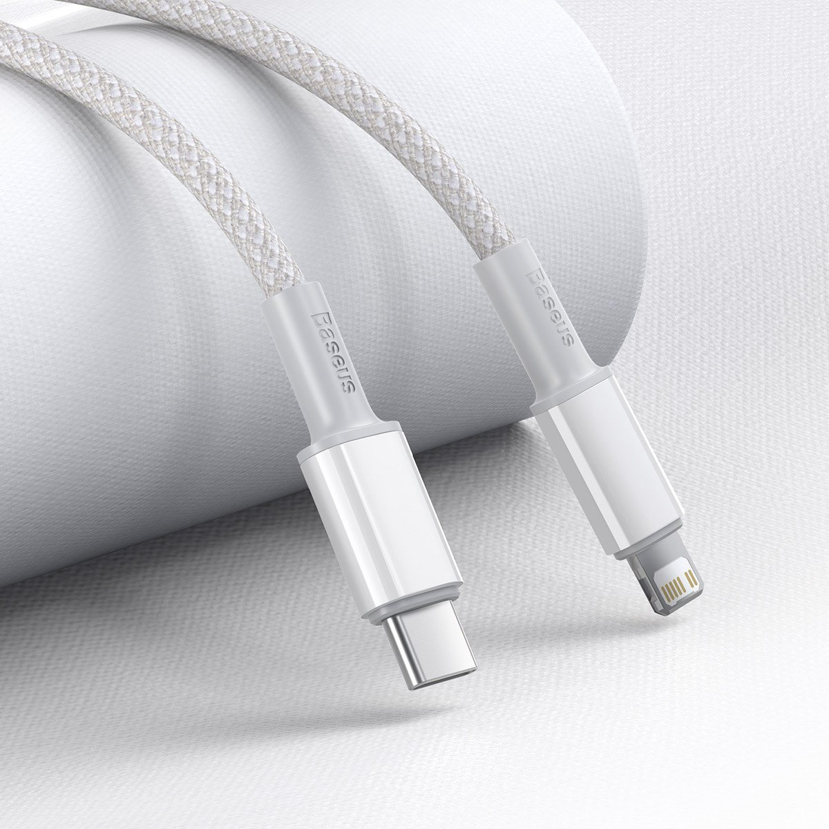 Câble Tressé Haute Densité Baseus USB-C vers Lightning, 20W, PD, 2m (blanc) - Ypsilon Computers