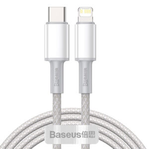 Câble Tressé Haute Densité Baseus USB-C vers Lightning, 20W, PD, 2m (blanc)